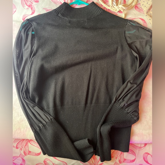 Black Mesh Long-Sleeve Sweater - Picture 1 of 2